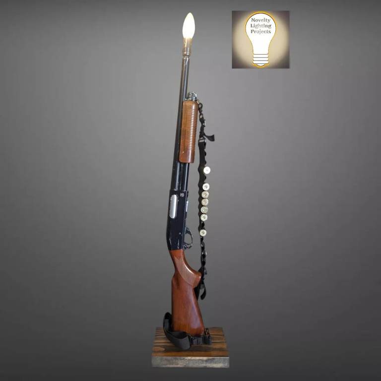 Novelty Shotgun Led Lamp, Wood And Metal Replica. Mancave, Bar, Xmas, Gaming