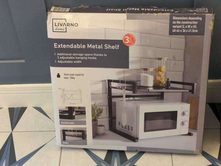 BNIP Extendable Metal Shelf for Over Microwave