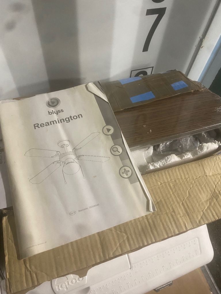 Brand new boxed ceiling fan with light. Includes instructions.   Bargain price!