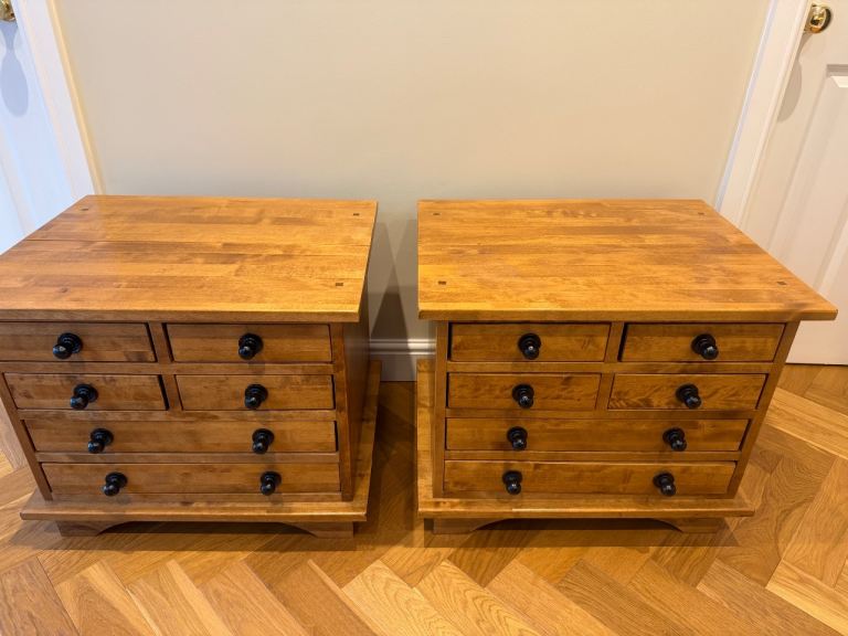 Pair of Wooden Laura Ashley Side Tables with Drawers – Good Condition