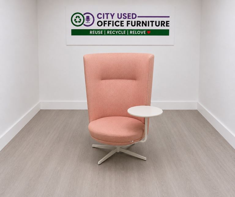 Brunner Lounge Chair with Table – Pink / White