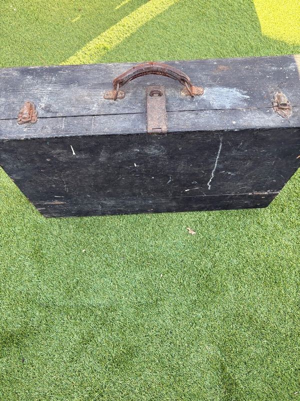 Vintage Wooden Toolbox with Leather Handle