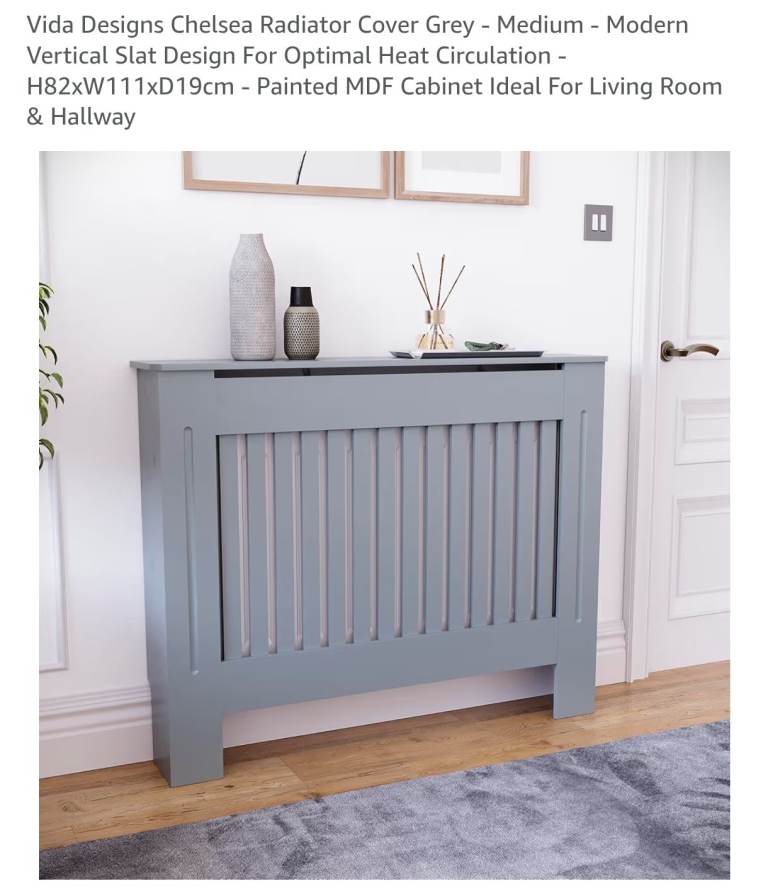 Radiator Cover Grey - Medium - Modern Vertical Slat Design For Optimal Heat Circulation - 