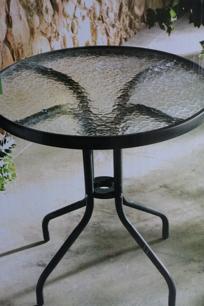 GARDEN BISTRO TABLE WITH GLASS TOP 