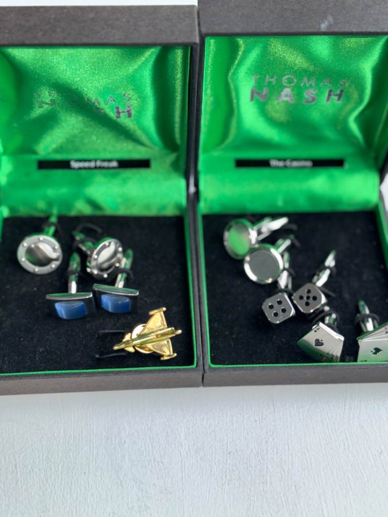 THOMAS NASH cufflinks plus aeroplane tie pin