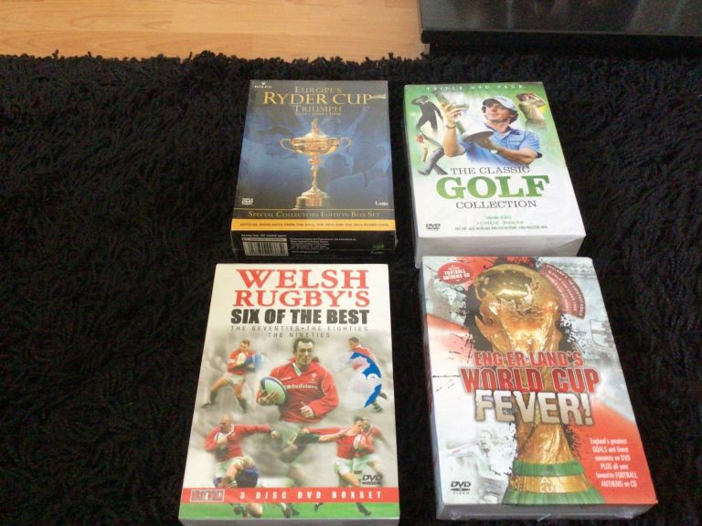 4 dvd box sets on sport golf rugby football all new sealed £5 each 