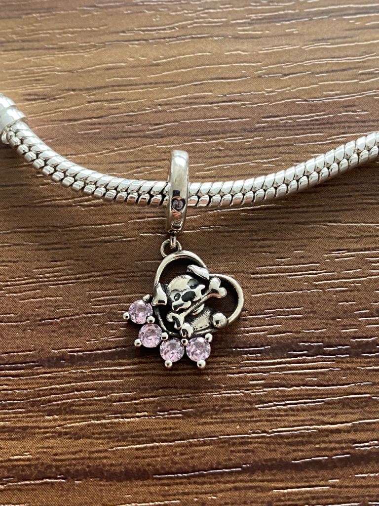 Sterling silver charm pendant hallmarked  S925/  dog , paw