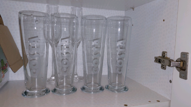 Costa 4x coffee tall long glasses 420ml 