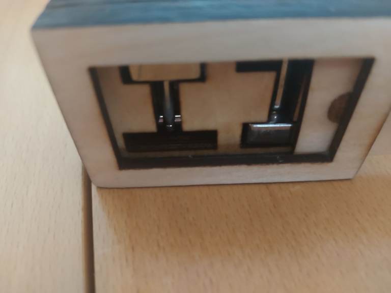 Handmade cufflink wooden box with slider top opening