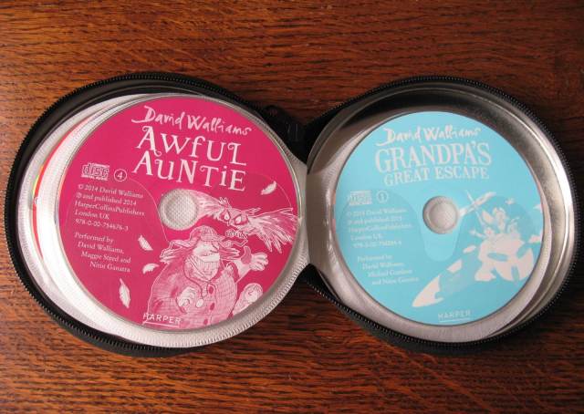 David Walliams 8x audio books on 27 CDs in metal tin, Bumper