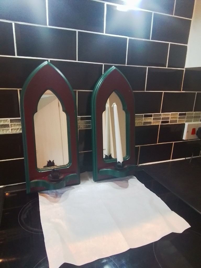 Baker trenchard wooden arch mirror candle holder 