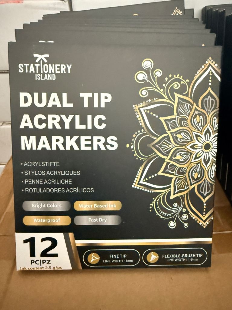Wholesale Job Lot – Stationery Island Dual Tip Acrylic Markers – 120 Packs Per Case