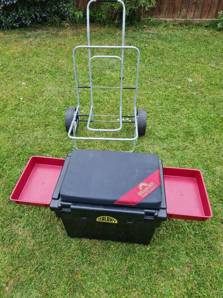 Fishing trolley folding x wide / galaxy Fishing seat box sea / freshwater fishing vgc