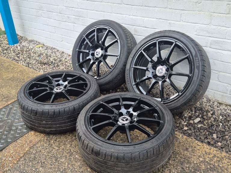 🌟Mercedes 18 inch alloy wheels 5x112 with MATCHING TYRES 7M++ **REFURBISHED** A B C E CLASS 
