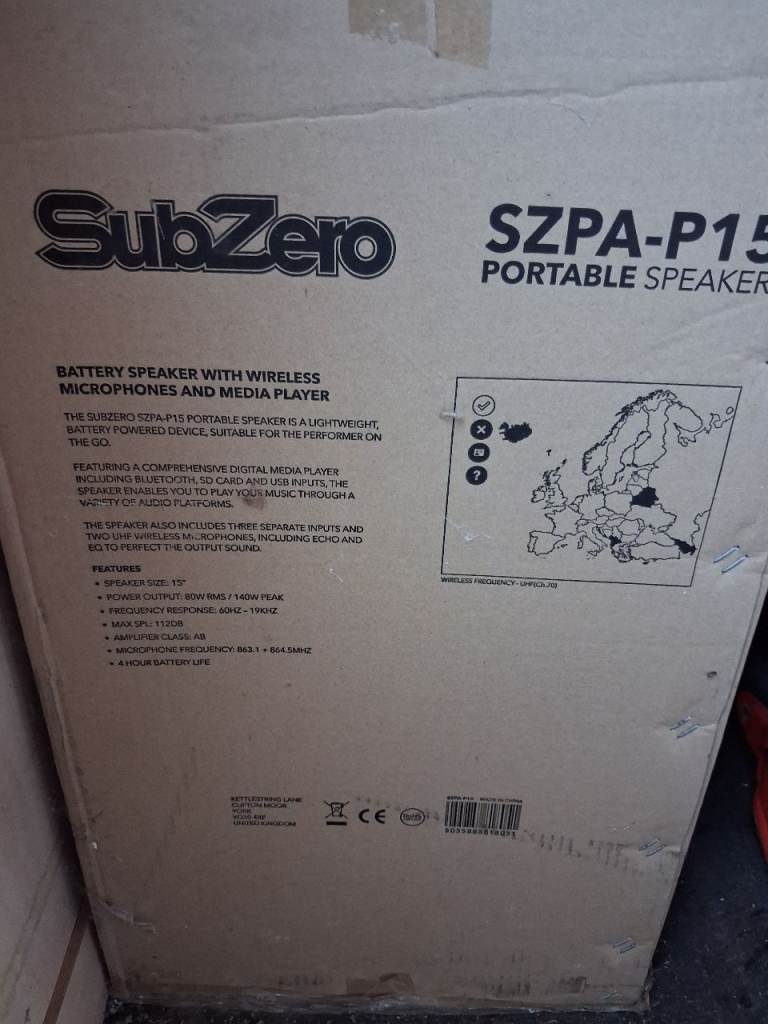  SubZero SZPA-P15 Portable Speaker with Wireless Microphones