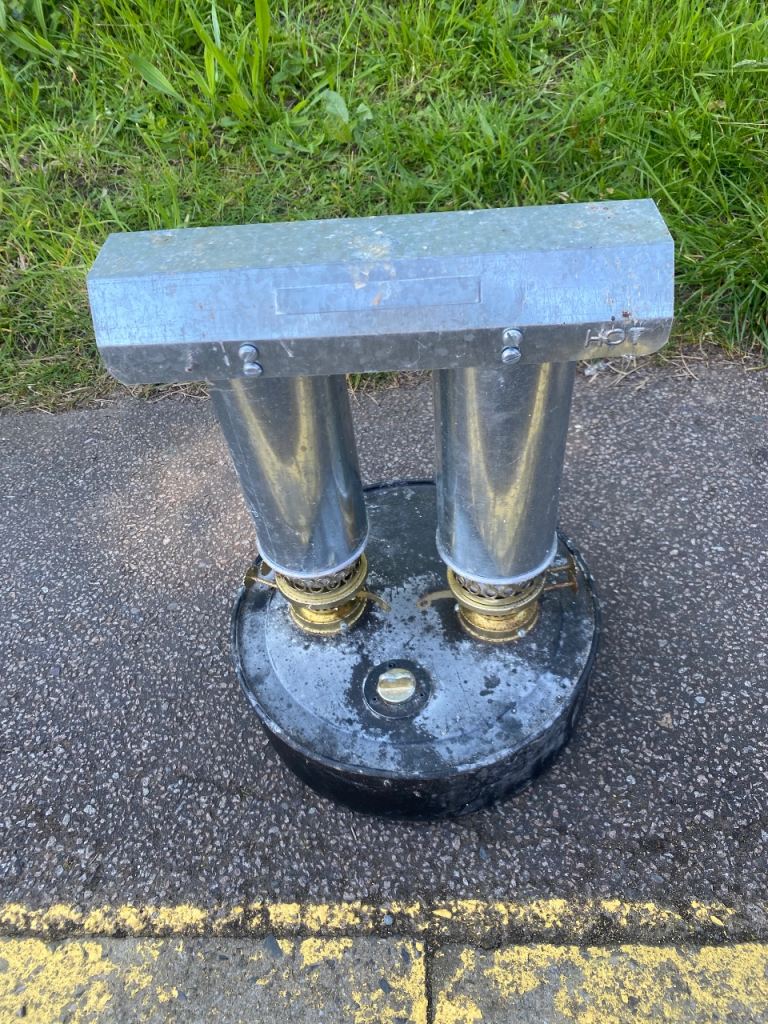 Double Burner Paraffin Heater – Grey Metal, Good Condition