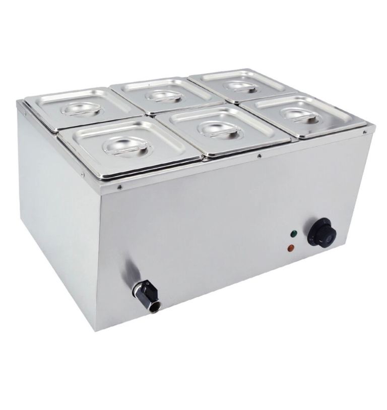 Commercial 6 Pan Bain Marie – Stainless Steel, Electric Food Warmer FREE DELIVERY