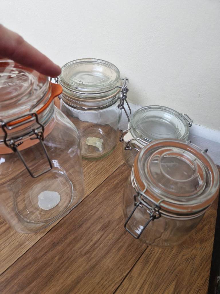 Pending collection - Glass Clip-Top Storage Jars - Good Condition