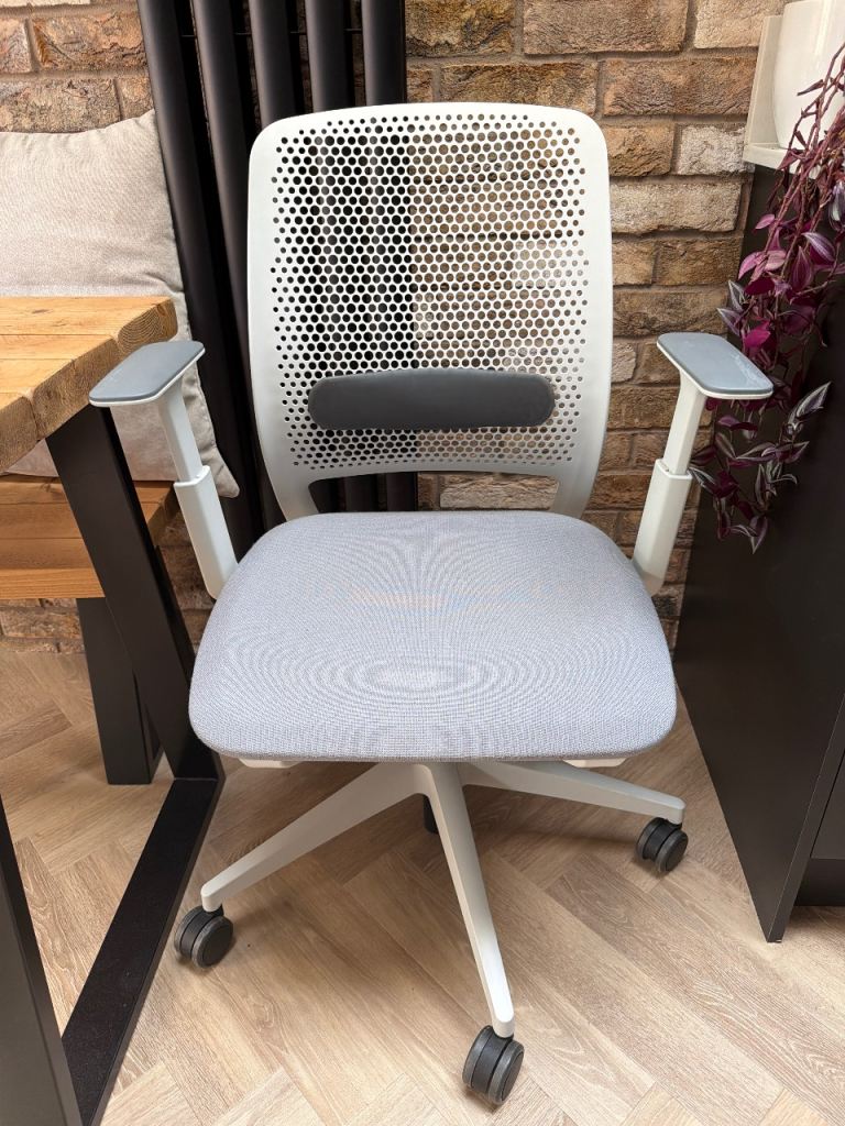 White and grey desk chair