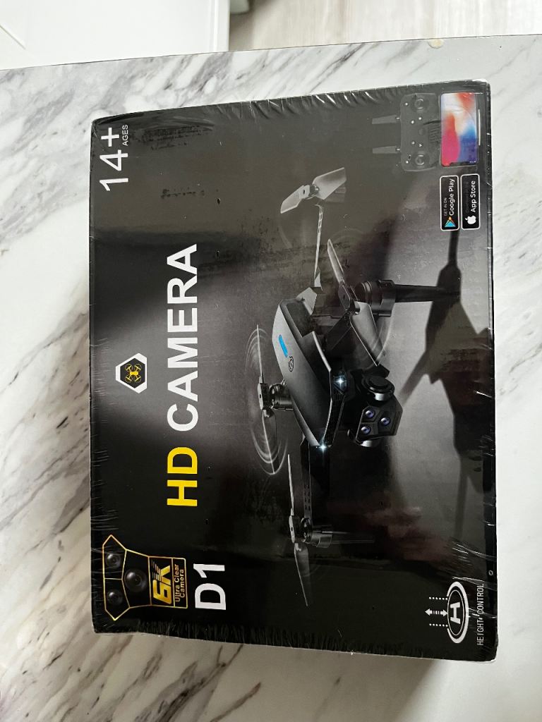 New D1 HD Camera Foldable Drone - Black