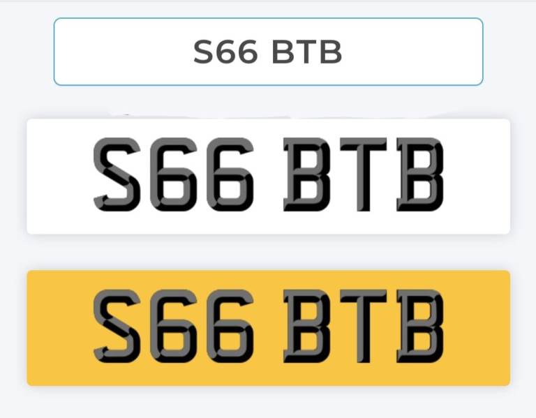 S66 BTB cherished/Private  car van number  plate 