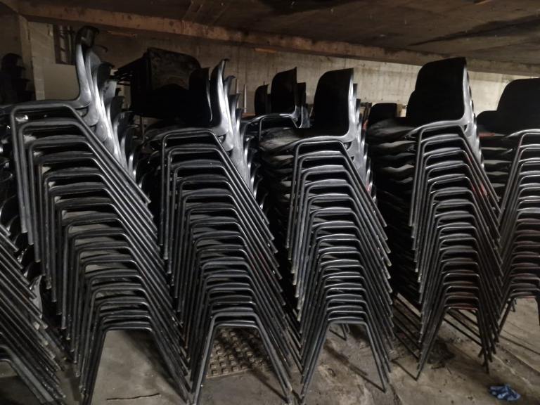 Cantilever stackable meeting chairs (20 available) Plastic stacking chairs (300 available)