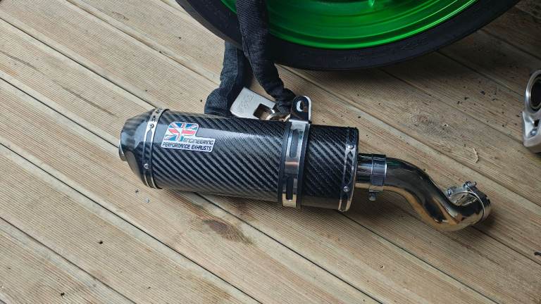 SP Engineering carbon exhaust slip on can and decat