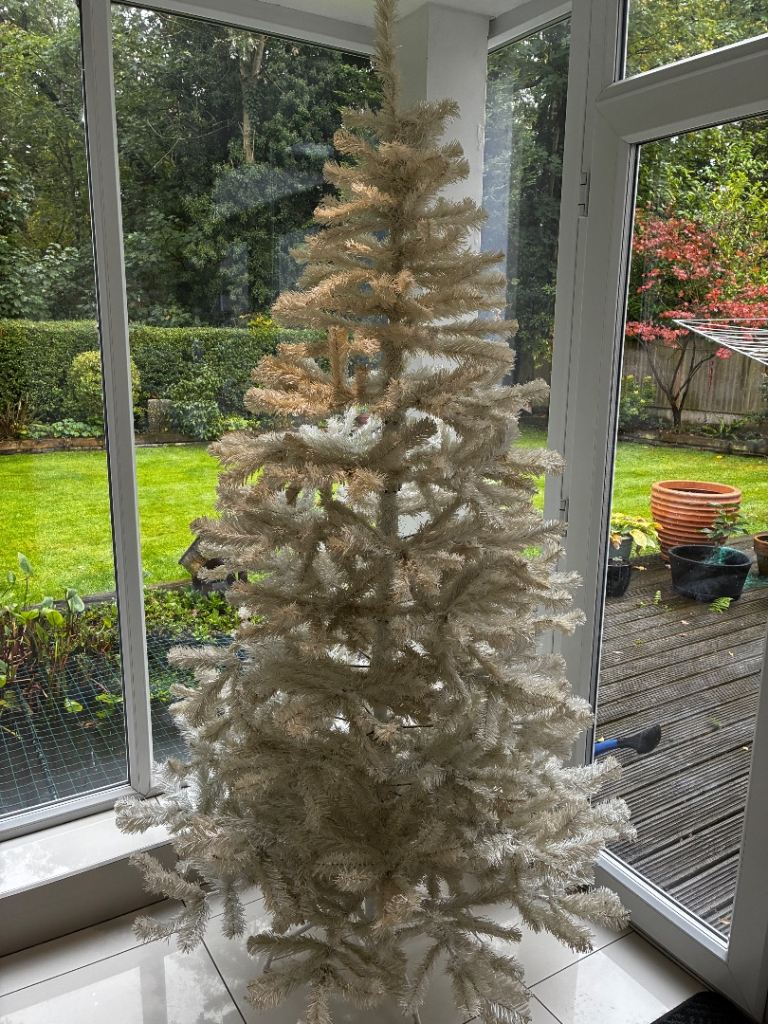 7ft Artificial White Christmas Tree with Metal Stand