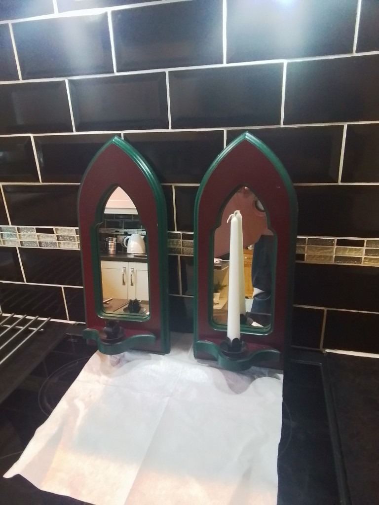Baker trenchard wooden arch mirror candle holder 