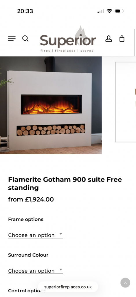 RRP £1,995 -Flamerite Gotham 900 Inset Electric Fire + Bespoke Frame – £1,000
