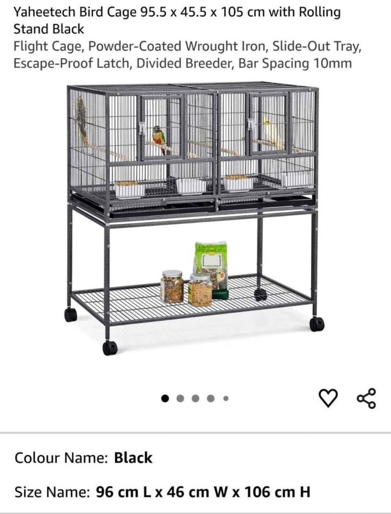 Large bird cage with separator for
breeding or keeping separate