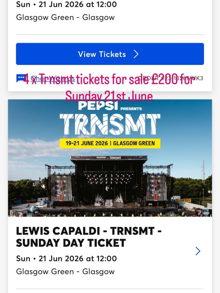 TRNSMT Glasgow 2026 – Lewis Capaldi Sunday Day Ticket