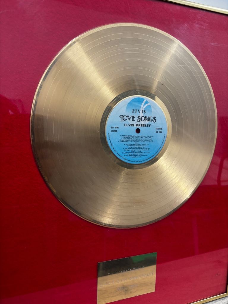 Framed Elvis Presley Gold Disc - 'Love Songs'