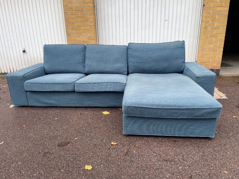 IKEA KIVIK 3-seat sofa with chaise longue, Tallmyra blue