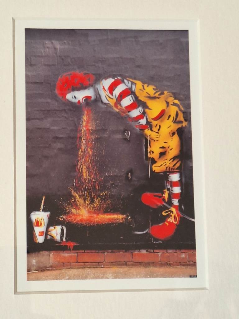 Banksy X Ronald Mcdonald,vomit,rare new in frame