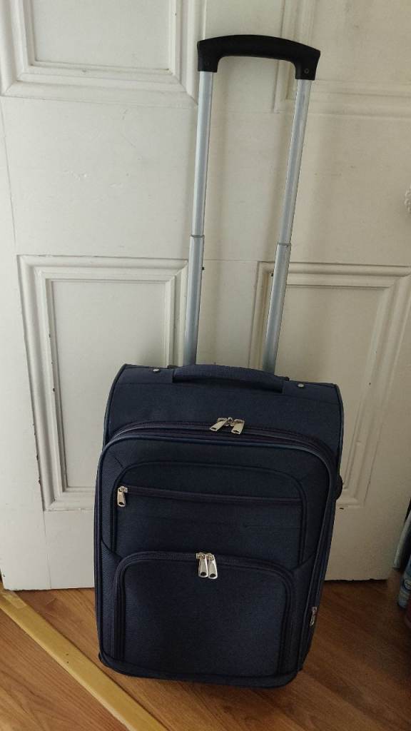 Navy 4 Wheeled Soft Expandable Small Suitcase