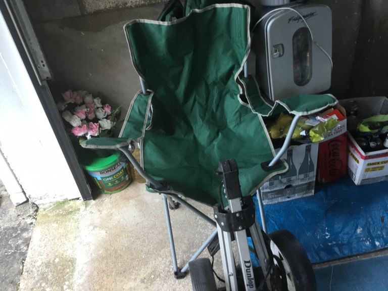 For sale Two picnic folding chairs newish cond£12 thepair+ small golf trolleytidy cond.£5