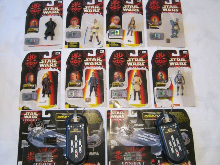 Vintage 1999 Star Wars Episode 1 Electronic CommTalk Set - 5 Figures and 2 Readers