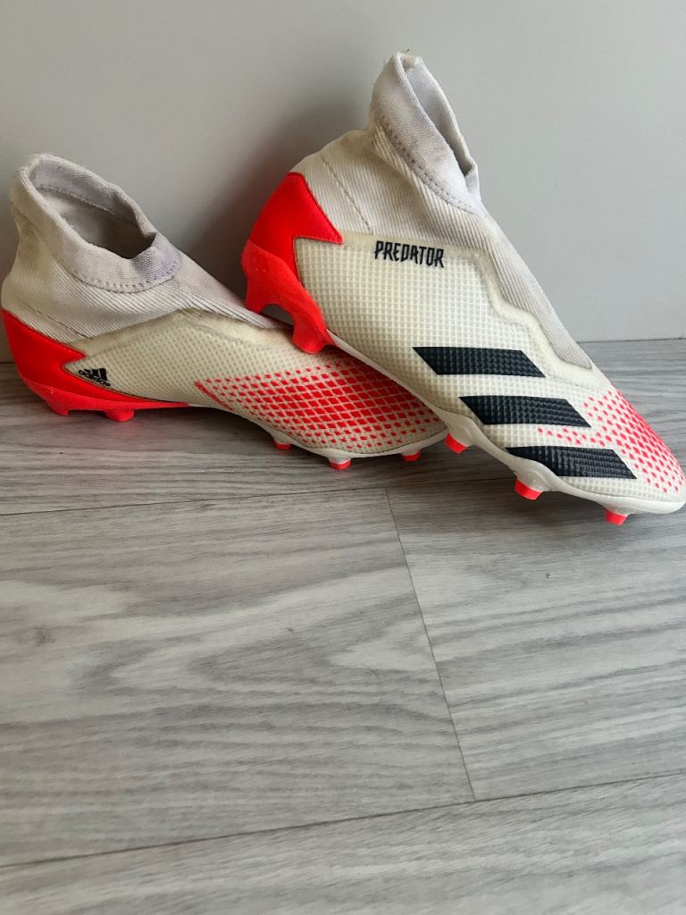 Adidas Predator Football Boots - White/Orange, Good Condition