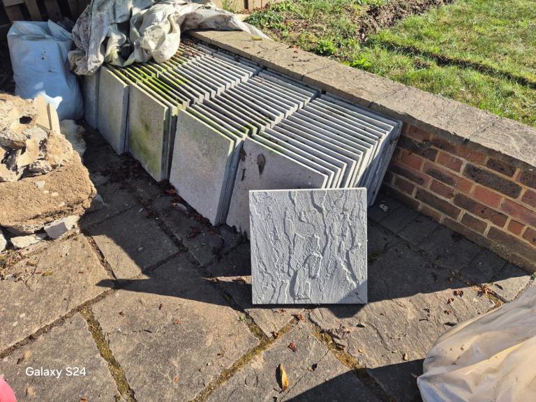 Brand New Unused Grey Textured Paving Slabs – 450×450mm – Job Lot