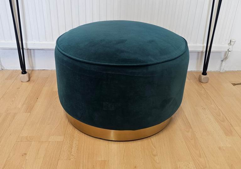Large Round Footstool Teal