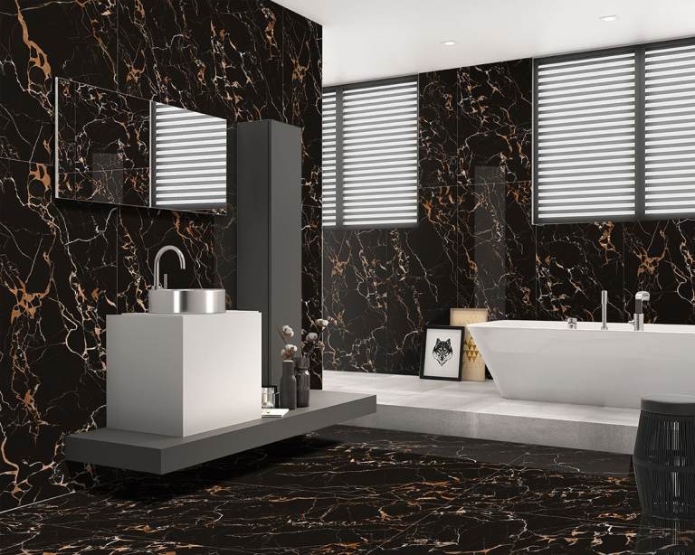 Saint Black High Gloss Plus Floor Tile - 600 x 1200mm