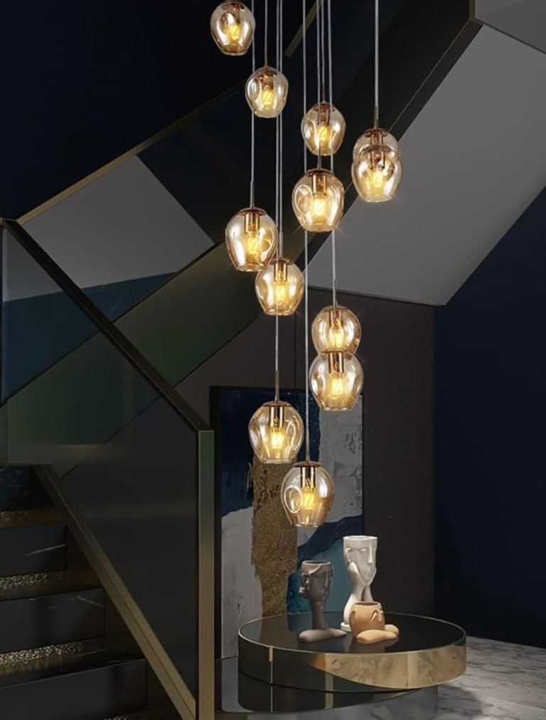 10 Glass Balls Spiral Chandelier  55x200cm 