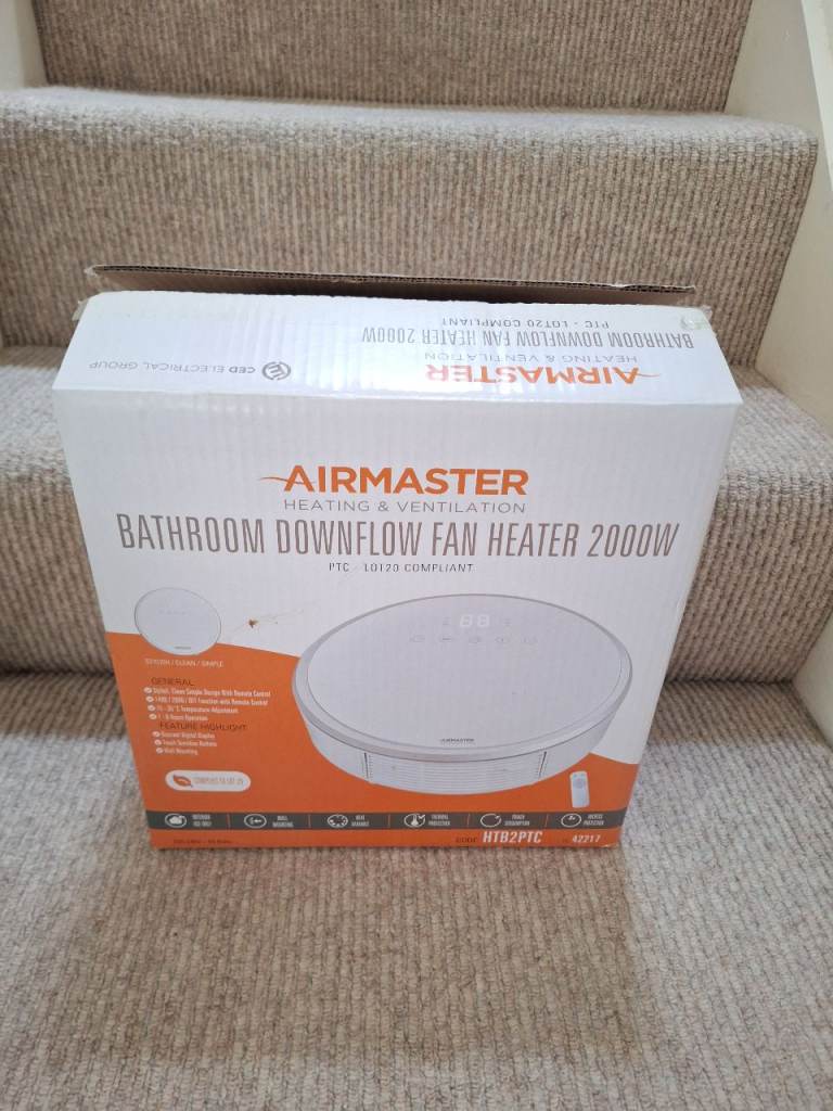 Bathroom fan heater (2kW) with remote control