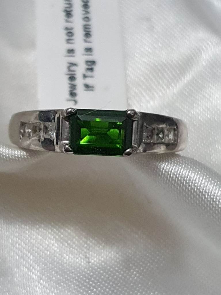 Russian diopside Ring Size M O P Silver 925 Platinum Overlay New 