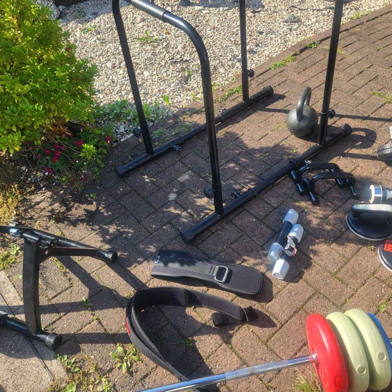 Home Gym Fitness Bundle – Weights, Dip Station & Accessories
