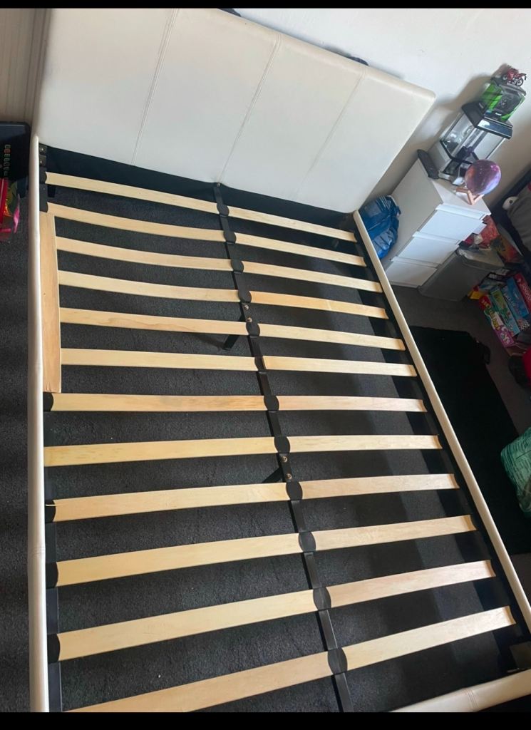 Double leather cream bed 