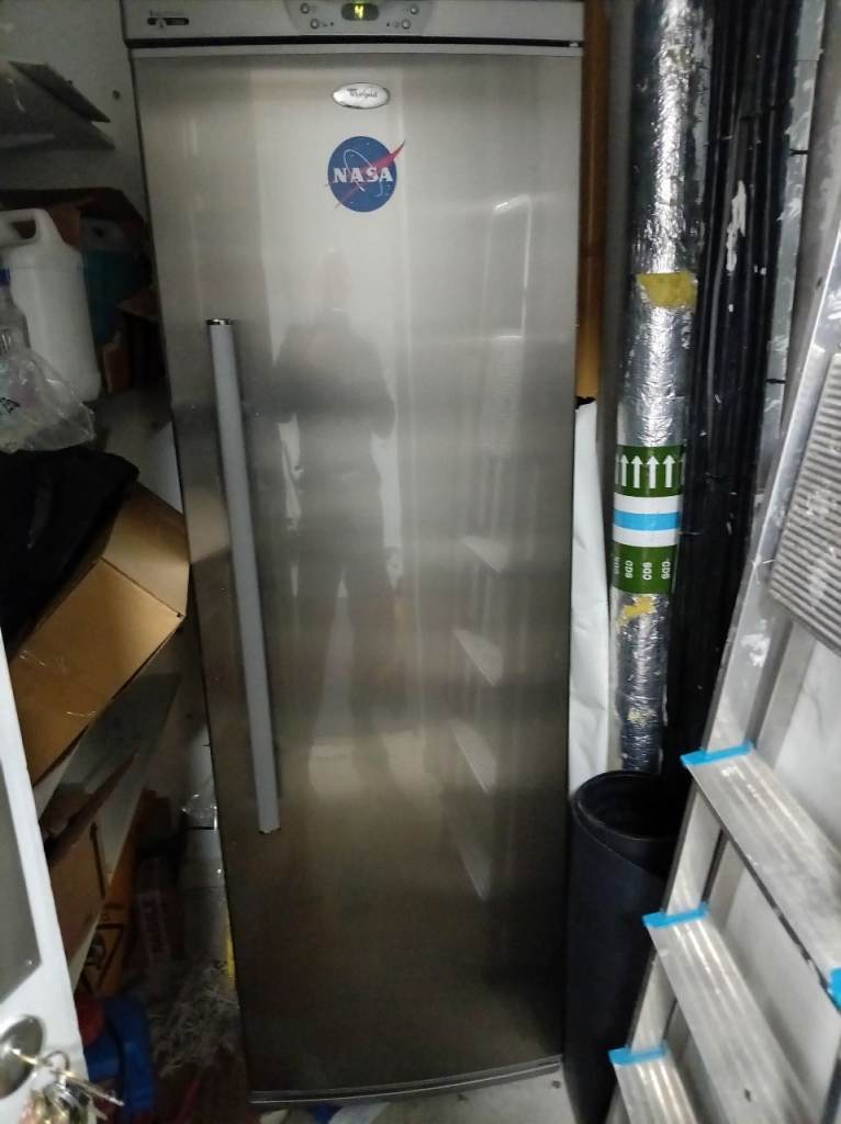 Whirlpool Freestanding Fridge – Silver, Good Condition