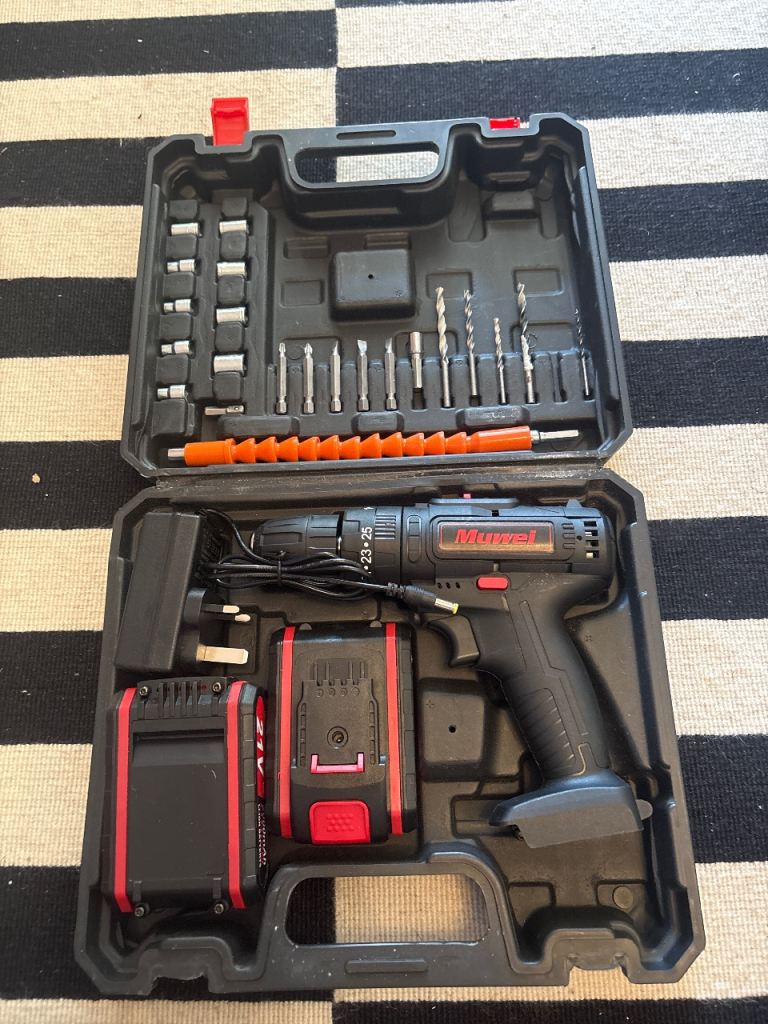 Mannesmann Cordless Drill Set with 2 Batteries and Accessories