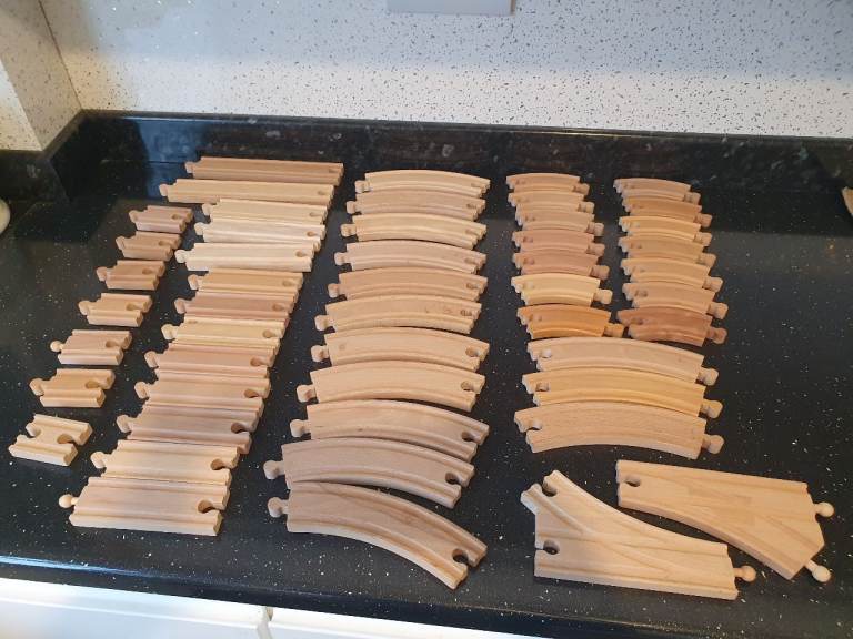 Wooden train track bundle 50 pieces Bigjigs compatible Brio etc